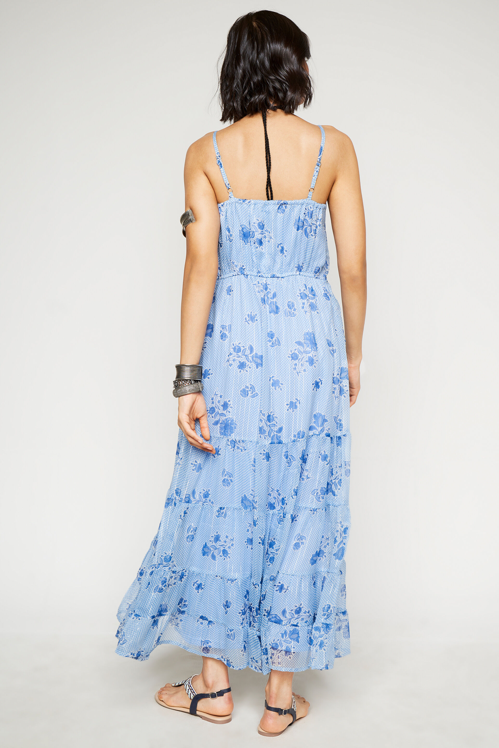 Buy our Casual Wear Blue Floral Gathered Straight Gown online from Glo